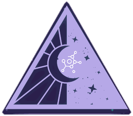 Moontide Molecules mark, a triangle framing a crescent moon and molecule